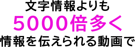 文字情報よりも5000倍多く情報を伝えられる動画で