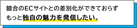 競合のECサイトとの差別化ができておらずもっと独自の魅力を発信したい。