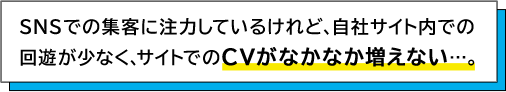 SNSでの集客に注力しているけれど、自社サイト内での回遊が少なく、サイトでのCVがなかなか増えない。